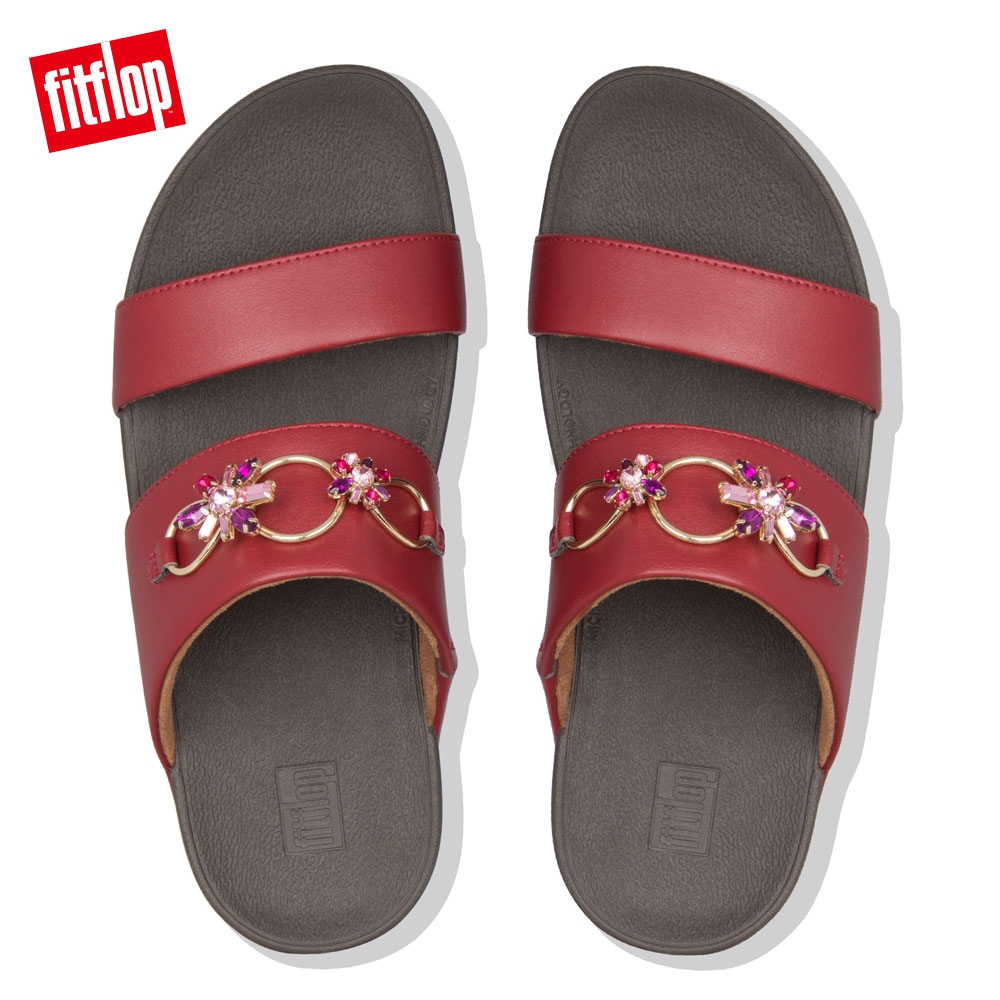 FitFlop ROSA BLOSSOM SLIDES 雙帶涼鞋 暗紅色