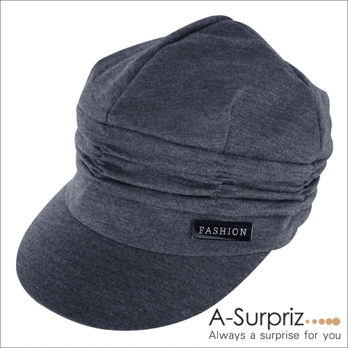 A-Surpriz 優雅皺褶貝蕾帽(氣質灰)