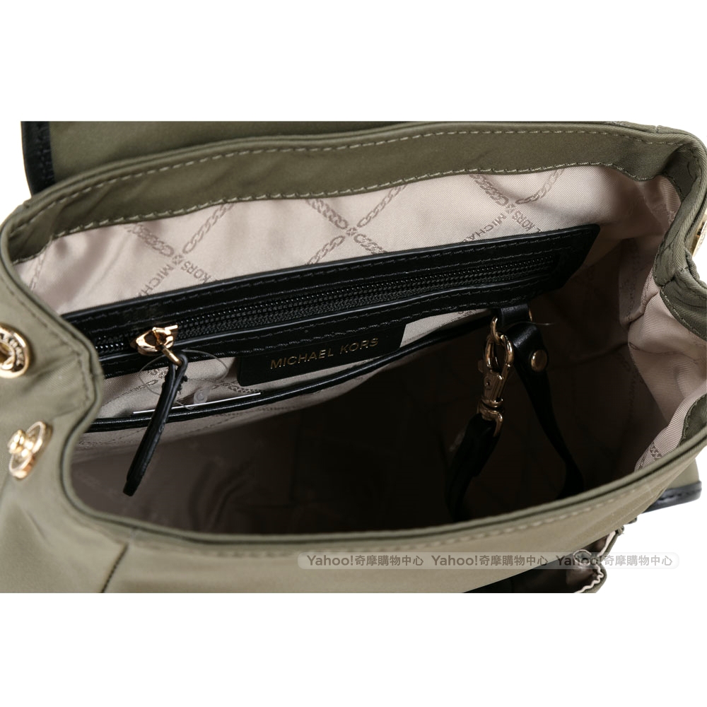 Michael Kors Leila 鉚釘皮飾尼龍後背包(軍綠色)