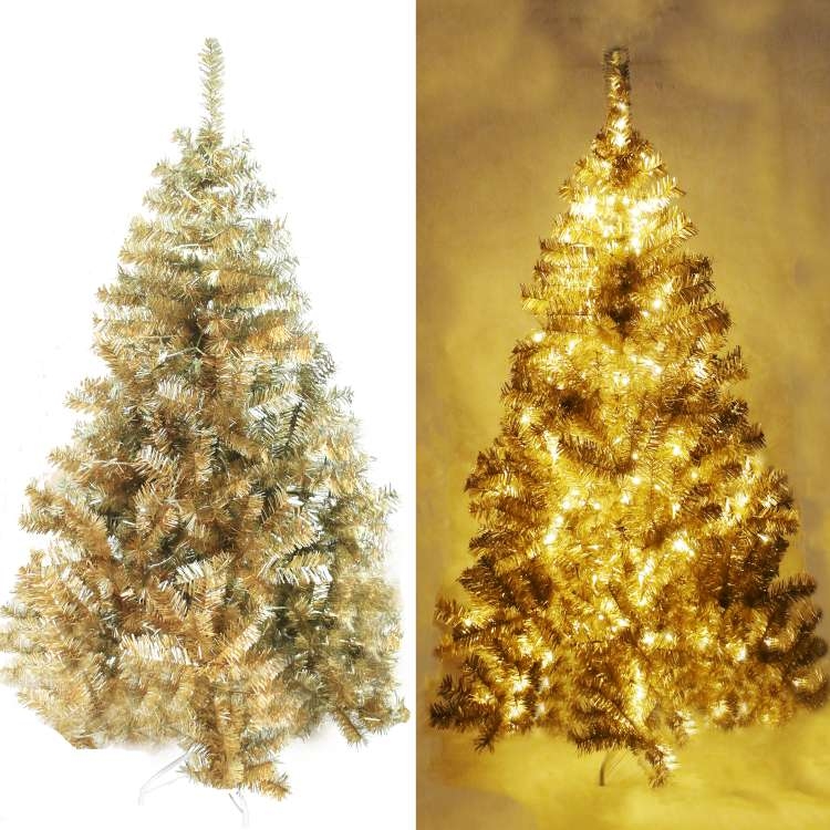 摩達客 台灣製6呎豪華版氣質霧金系聖誕樹(不含飾品)+100燈LED燈暖白光2串