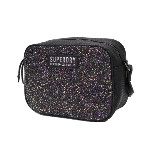 Superdry Delwen Disco 亮片斜背包(黑色)