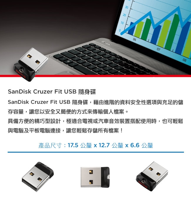 SanDisk Cruzer Fit USB 黑豆隨身碟 16GB (公司貨)