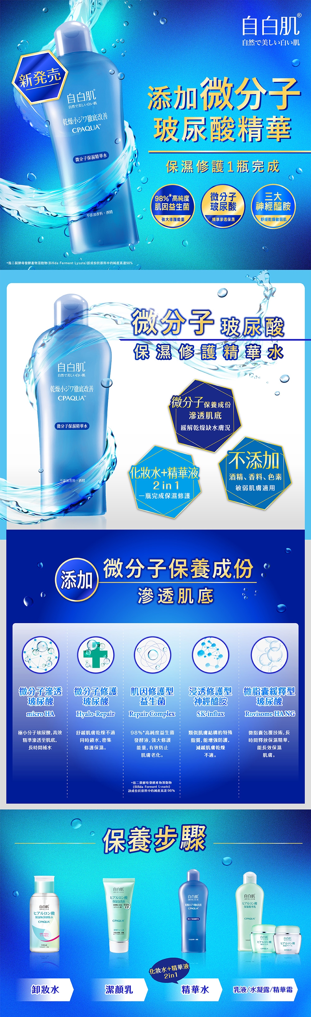 自白肌微分子玻尿酸保濕修護精華水250ml