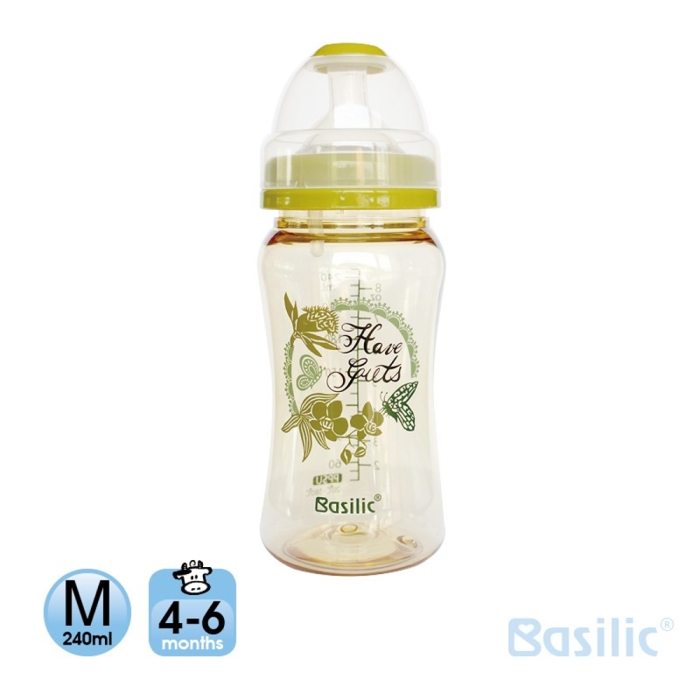 貝喜力克 Basilic 防脹氣PPSU寬口大奶瓶240ml-M(優惠兩入組)