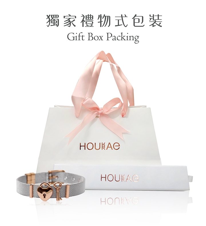 HOURRAE 愛心鎖鍊 優雅雙色玫瑰金系列 含兩顆小飾品