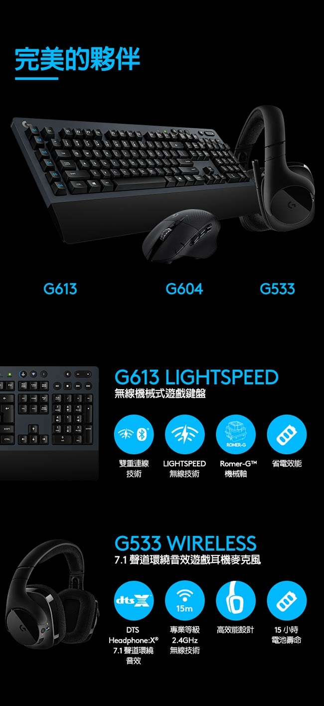 羅技 G604 Lightspeed 無線電競滑鼠