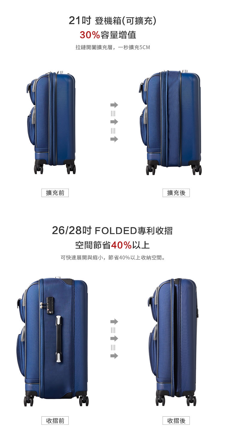 VoyLux 伯勒仕-Vantage系列28吋軟硬殼收摺行李箱-紫色3588817