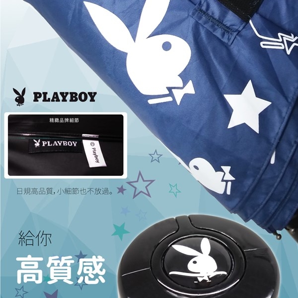 【PLAYBOY】RA56001BU奈米黑膠防風自 動三折晴雨傘藍色(傘面外徑116CM)