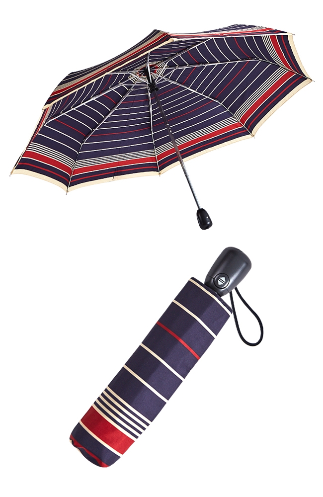 RAINSTORY藍紅橫條抗UV隨身自動傘