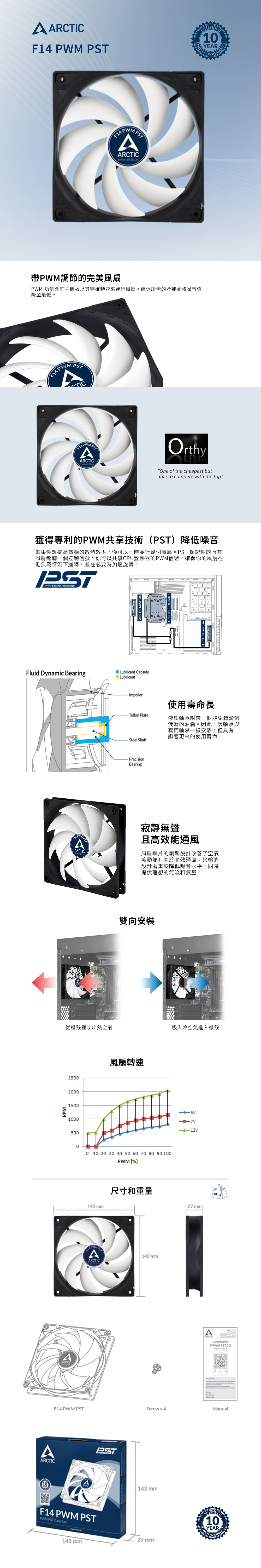 【ARCTIC】F14 PWM PST高風流靜音風扇 (14公分)