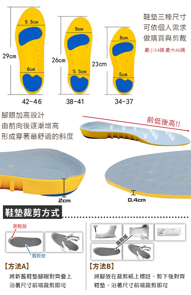 EZlife升級版記憶減震舒壓鞋墊(3雙)贈隱形雙腰袋