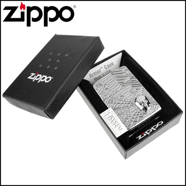 ZIPPO 美系~Spider Web Skull-蜘蛛網骷髏圖案設計(ARMOR裝甲)