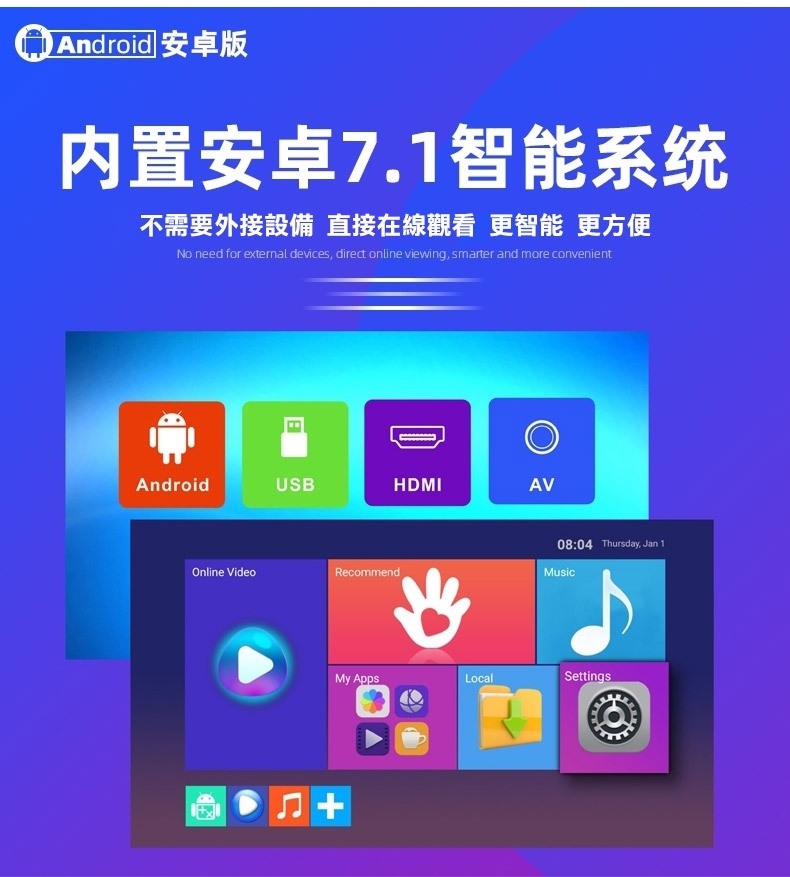 QHL 酷奇 Full HD 200吋劇院音效投影微型投影機 送布幕+HDMI