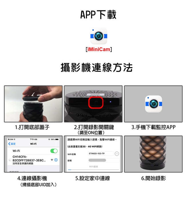 4K UHD高畫質偽裝喇叭型遠端監控針孔攝影機