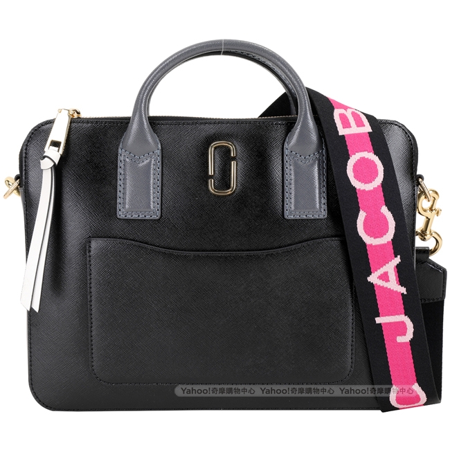 MARC JACOBS Snapshot 13吋 撞色皮革公事包/電腦包(字母背帶)