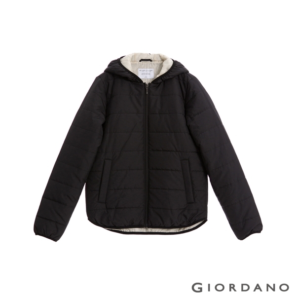 GIORDANO 女裝鋪棉連帽外套 - 09 標誌黑