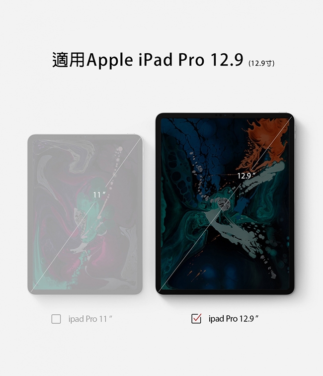 Rearth Apple iPad Pro 2018 (12.9寸)滿版抗衝擊螢幕保護貼