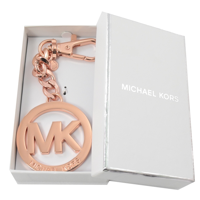 MICHAEL KORS KEY CHARMS圓型LOGO鑰匙圈吊飾(玫瑰金色)