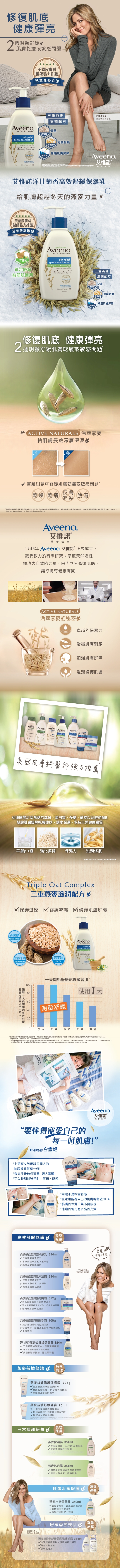 艾惟諾Aveeno 高效燕麥保濕乳8件組(洋甘菊354ml*4+原味30g*4)