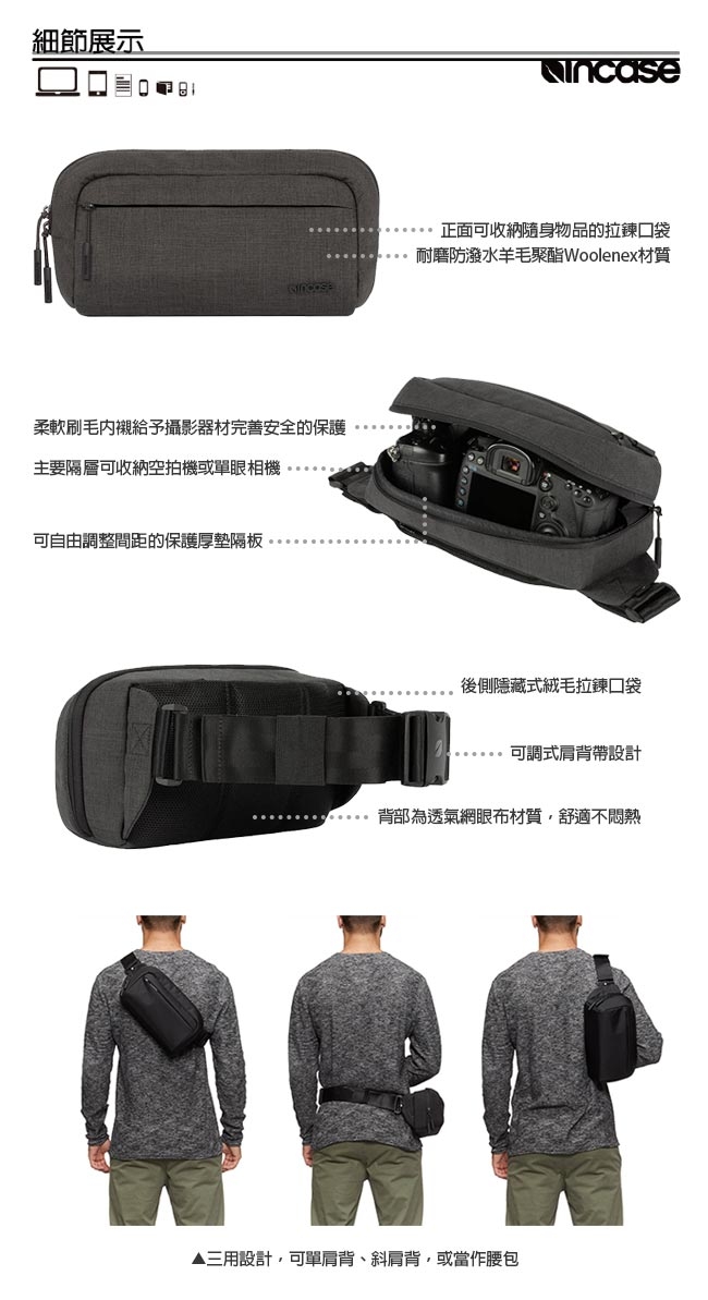 Incase Camera Side Bag 單眼相機 空拍機 單肩/斜肩/腰包(石墨黑)