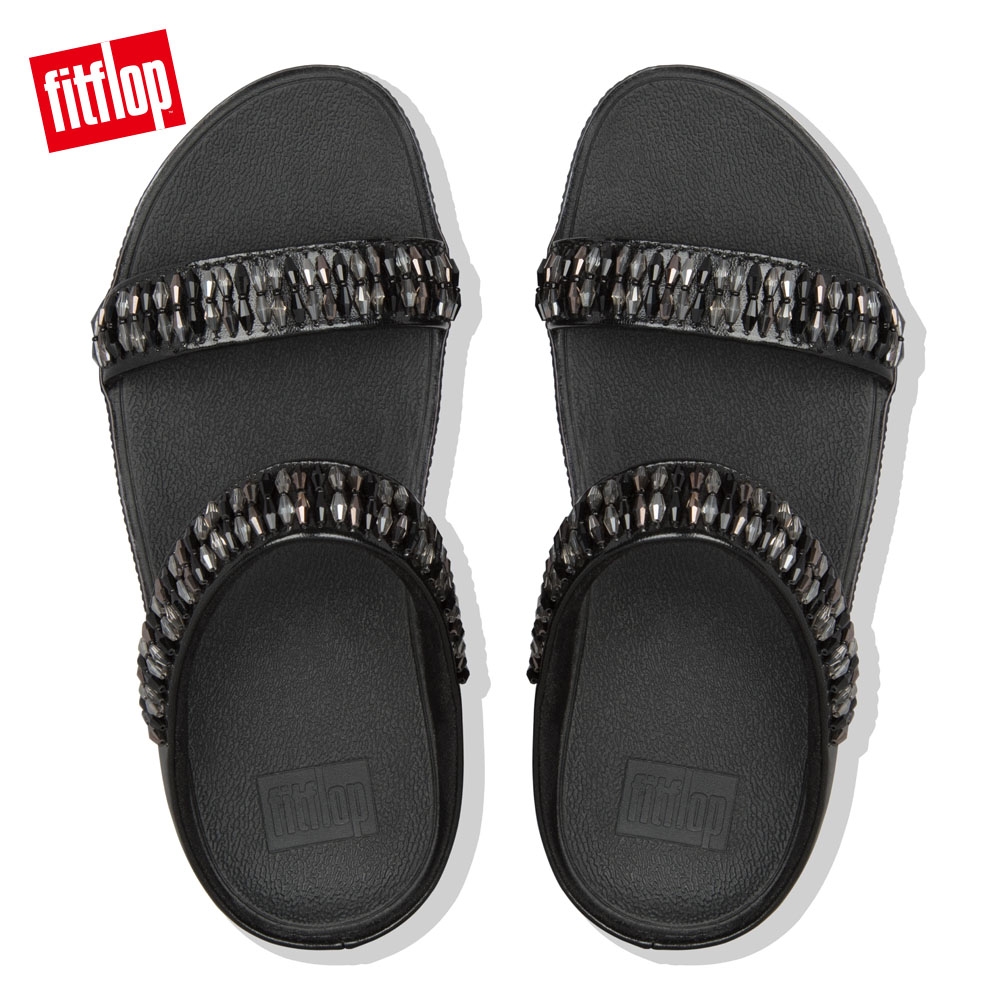 FitFlop RUMBA SLIDES 閃耀水晶珠串涼鞋 靚黑色