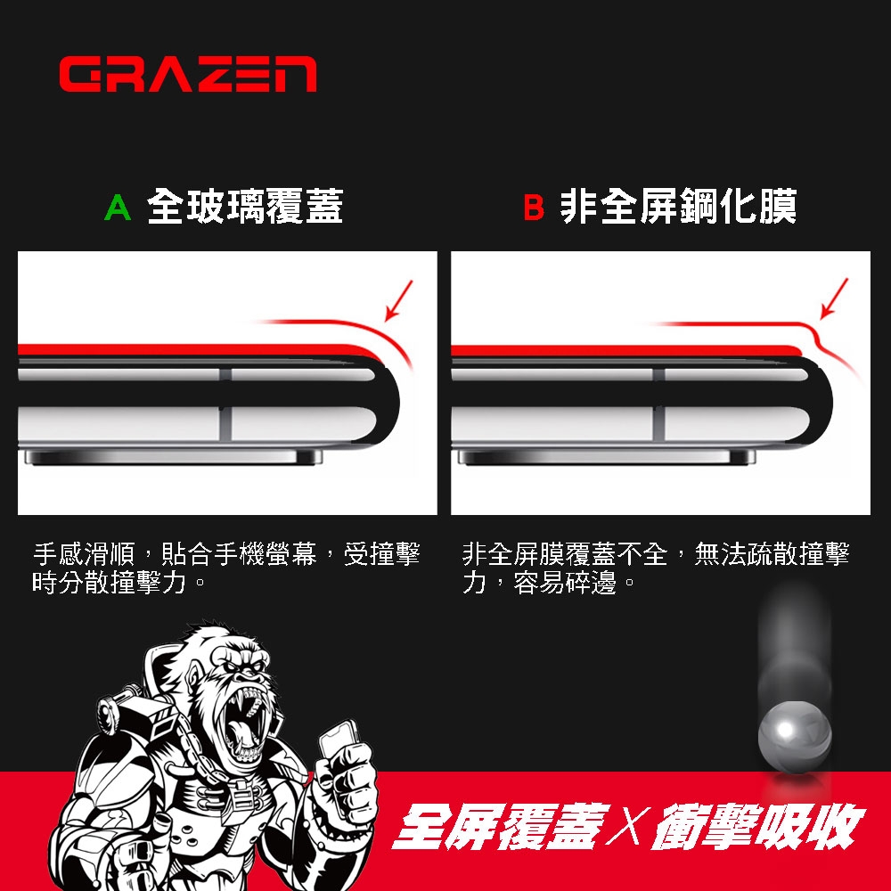 【格森GRAZEN】華碩ZEN6(2019) ZS630KL滿版(黑)鋼化玻璃