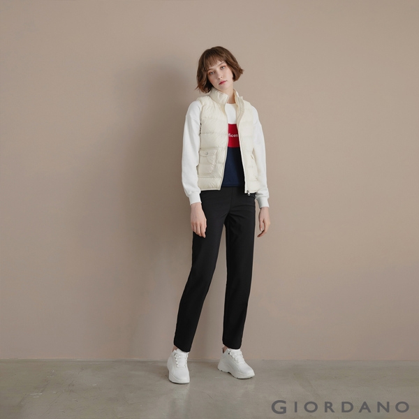 GIORDANO 女裝經典CAMPUS大學T恤 - 31 皎雪X標誌紅X海軍藍