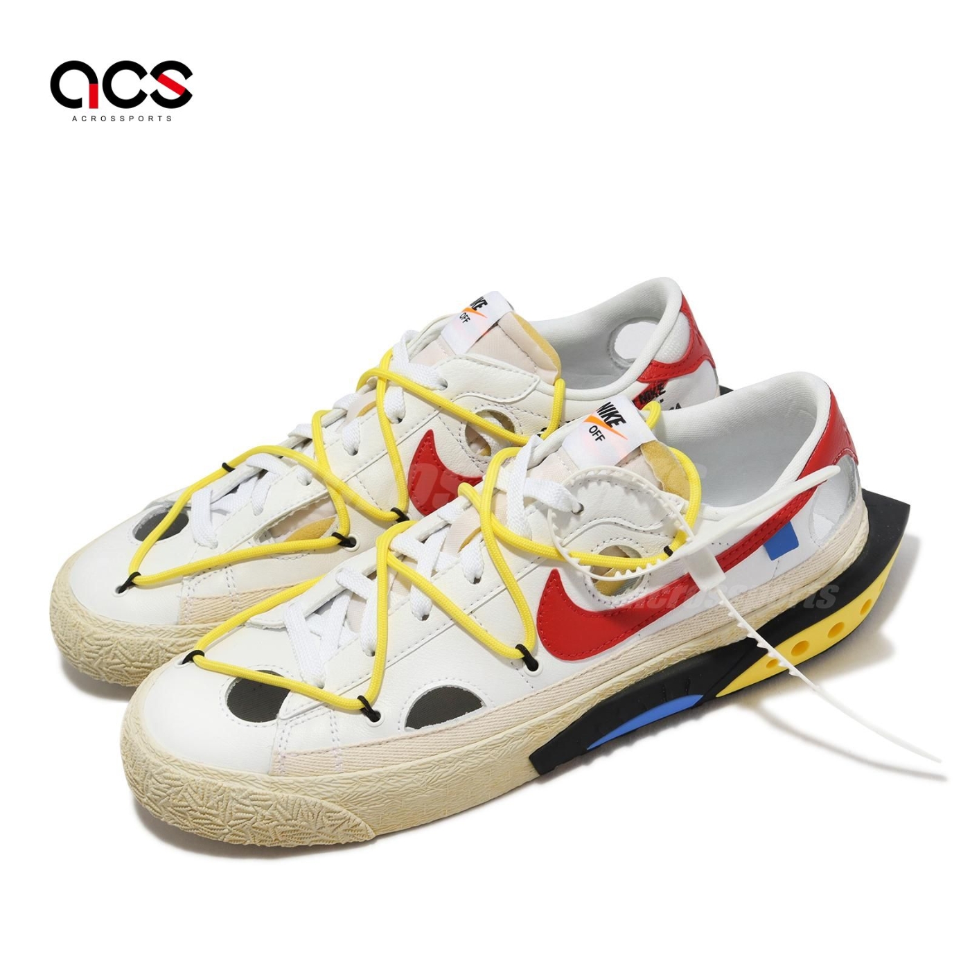 Nike 聯名休閒鞋Blazer Low 77 / OW 男鞋女鞋白紅Off-White 解構仿舊