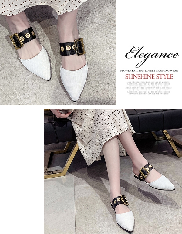 KEITH-WILL時尚鞋館 韓國設計好感風格尖頭穆勒鞋 白