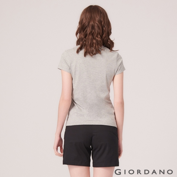 【GIORDANO】女裝DEAR WORLD系列印花T恤-52 中花灰