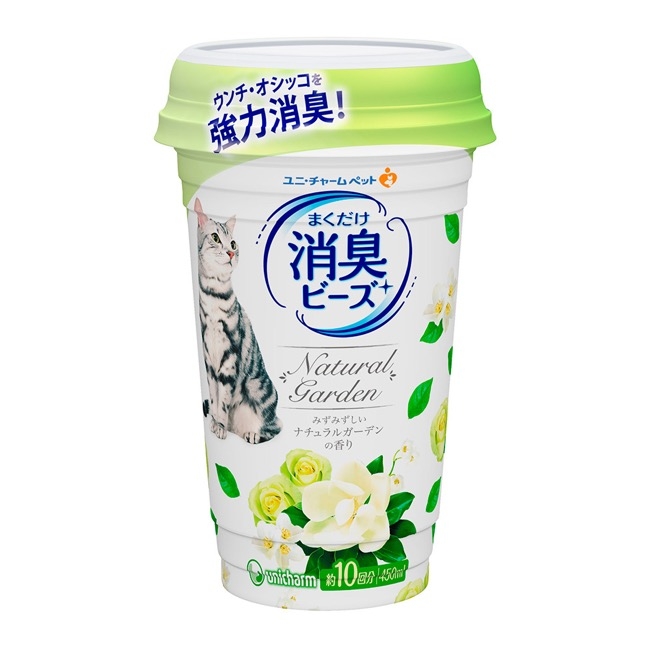 日本Unicharm消臭大師貓盆消臭粒-天然花園(450ml/罐)