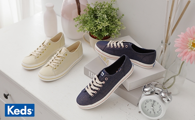 Keds KICKSTART 耀眼珠光綁帶休閒鞋-二色任選