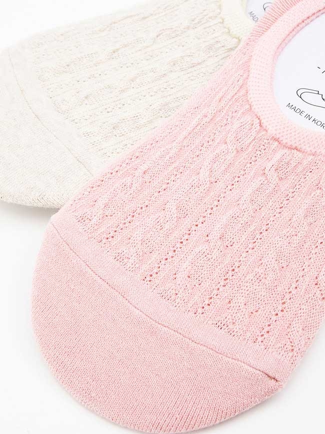 H:CONNECT 韓國品牌 女襪 - 麻花編織隱形襪組-粉