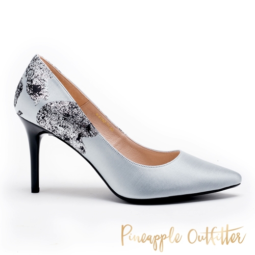 Pineapple Outfitter 仿大理石壓紋 尖頭高跟鞋-灰色