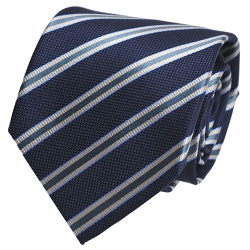 DAKS 優雅斜紋圖騰領帶(藍底/灰紋)