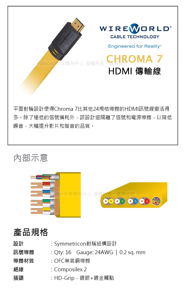 WIREWORLD CHROMA 7 HDMI影音傳輸線 - 3M