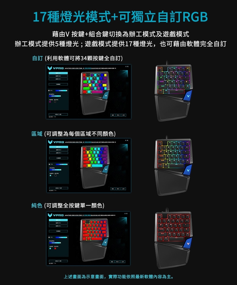 Rapoo 雷柏 V550RGB 35鍵 電競鍵盤(青軸)