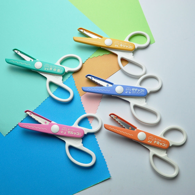 CANARY Kids Scissors Craft Scissors Decorative Edge, Safety Blunt Tip Japanese Stainless Steel Blade, Zig Zag Scissors for Preschool Child, Safe Paper Edger Tool, Made in JAPAN, Wavy Round Edge(4 styles)