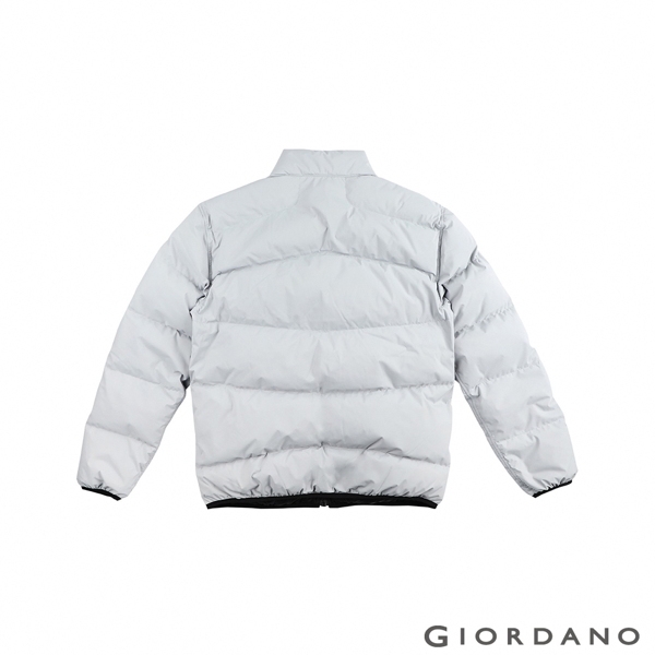 GIORDANO 男裝雙面防潑水輕羽絨外套 - 05 霧港灰x標誌黑