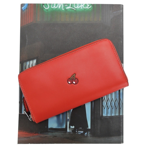 COACH 限量小精靈系列皮革拉鍊長夾(橘)(展示品)