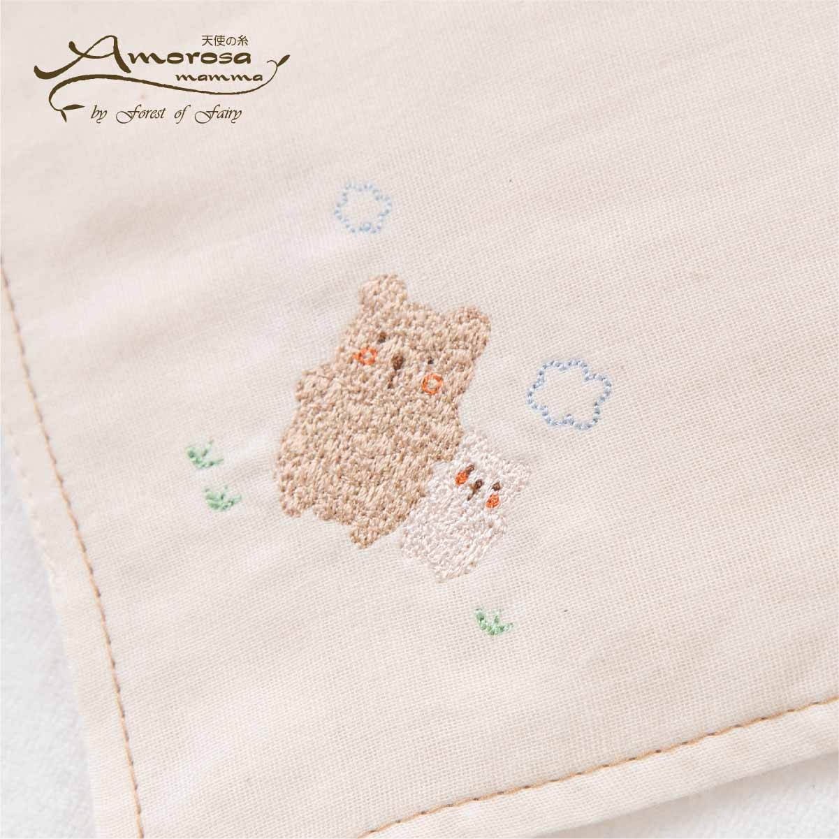【Amorosa Mamma】有機棉嬰兒圍兜領巾口水巾-小熊