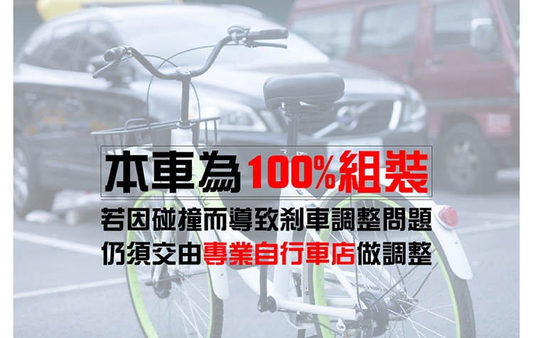 BIKEONE L14 輕便淑女防爆共享單車 24吋單速低跨點實心胎