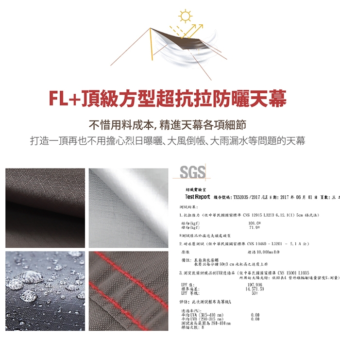 【FL生活+】頂級方型超抗拉防曬天幕-5*5.8公尺(FL-558P)