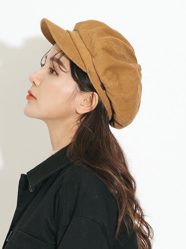 H:CONNECT 韓國品牌 配件 - 復古燈芯絨報童帽 - 棕