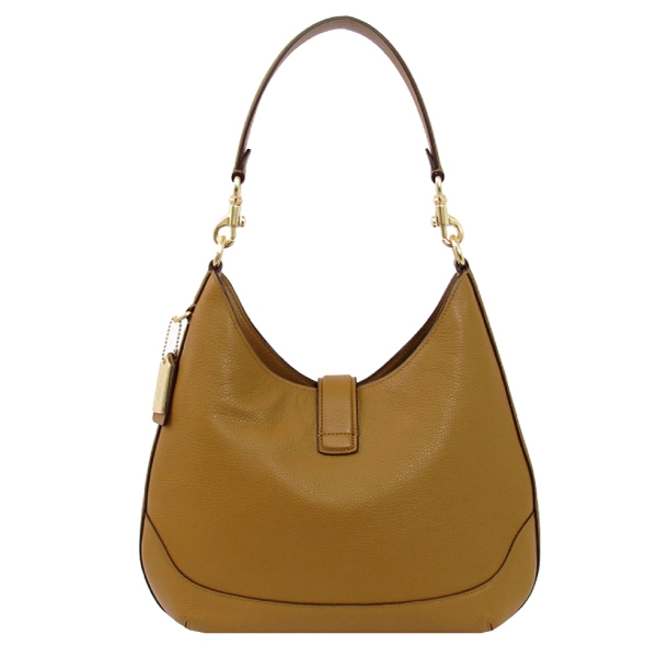 COACH 鵝卵石皮革 / AMBER HOBO 肩背包(駝色)