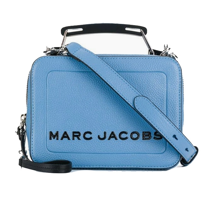 MARC JACOBS THE BOX 20 雙拉鍊牛皮手提/肩背兩用包(小款/天空藍)