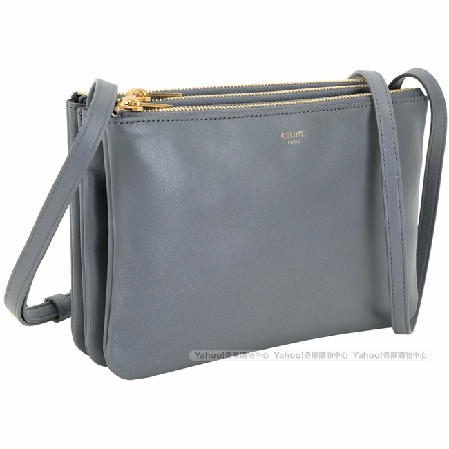 CELINE TRIO 小款經典小羊皮斜背包(灰色)