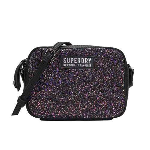 Superdry Delwen Disco 亮片斜背包(黑色)