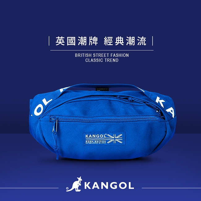 KANGOL LIBERTY系列 韓版潮流LOGO背帶腰包-藍色 KG1191