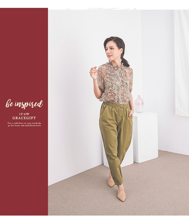 Grace gift-全真皮尖頭圓跟穆勒鞋 駝